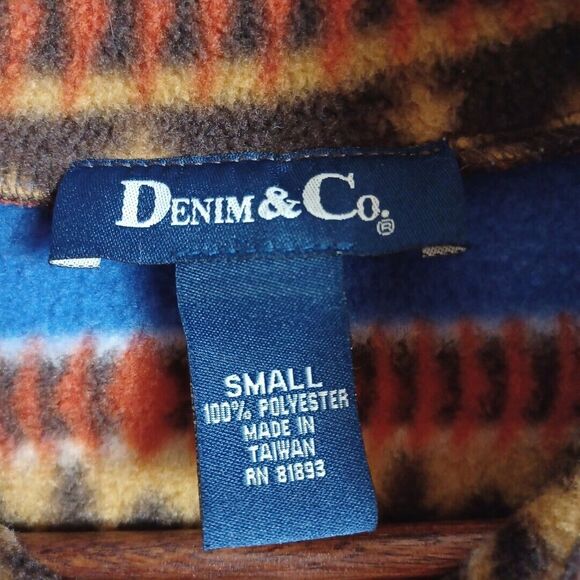 Denim & Co Aztec Fleece Vest S | Western Y2K Cabincore Rodeo | Horse Girl Layer - Picture 7 of 8